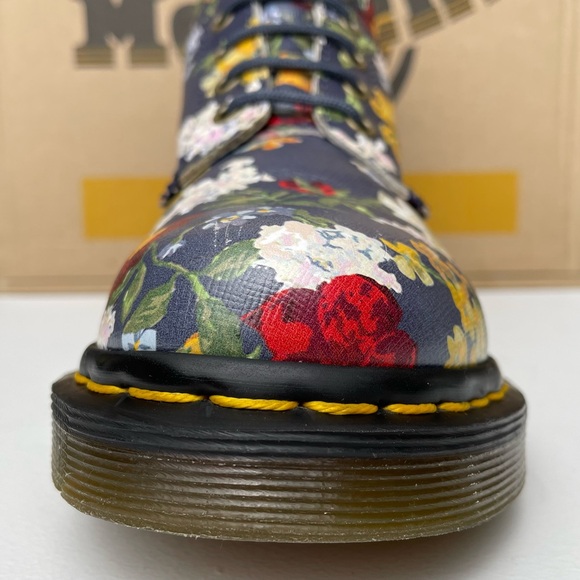Dr. Martens 1460 Pascal Darcy Floral Print Navy Blue Leather Boho Boots UK 4 - Picture 11 of 17